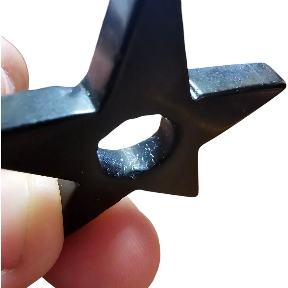 Black Agate Chalcedony Star Pendant Gemstone Charm Craft Jewelry Making Set of 2 - Picture 3 of 6